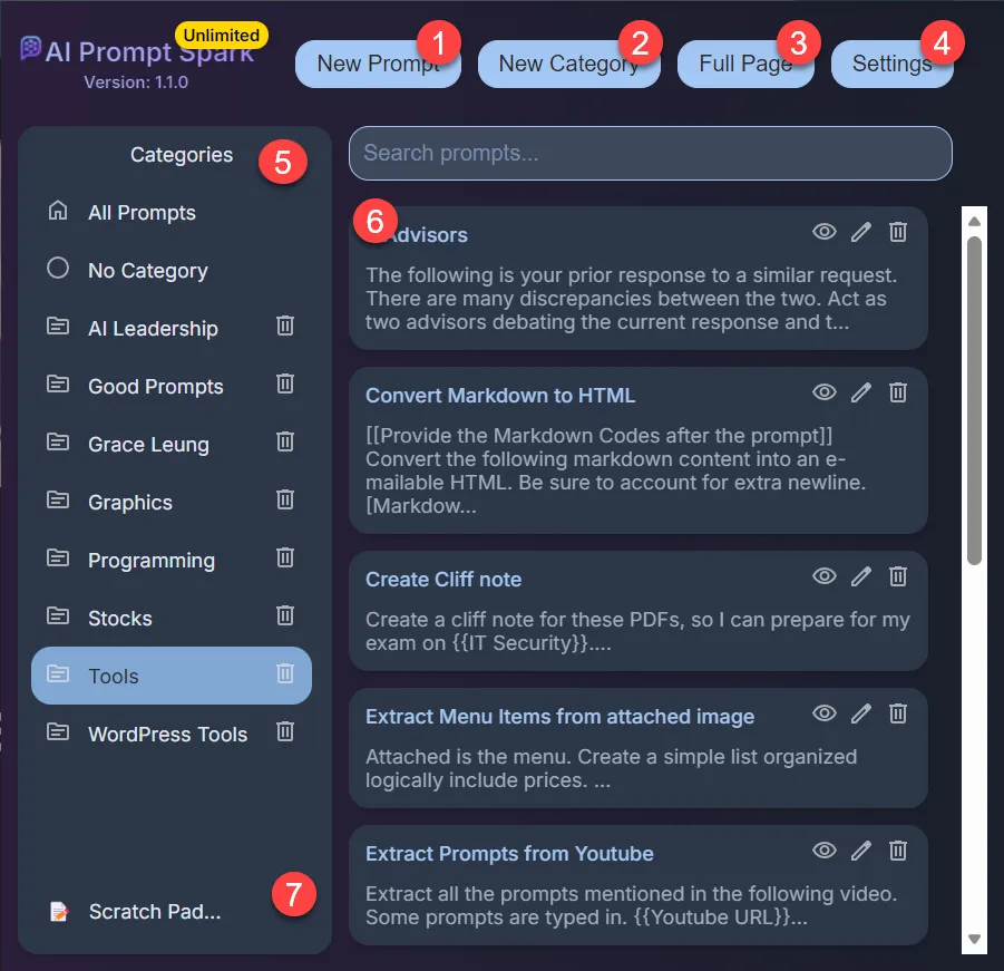 AI Prompt Spark Interface