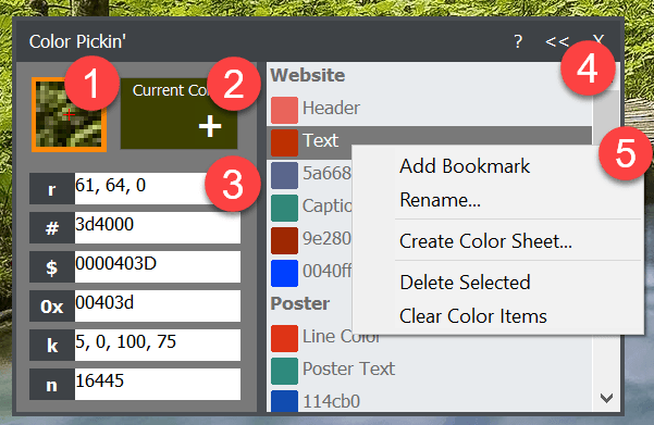 Color Pickin interface
